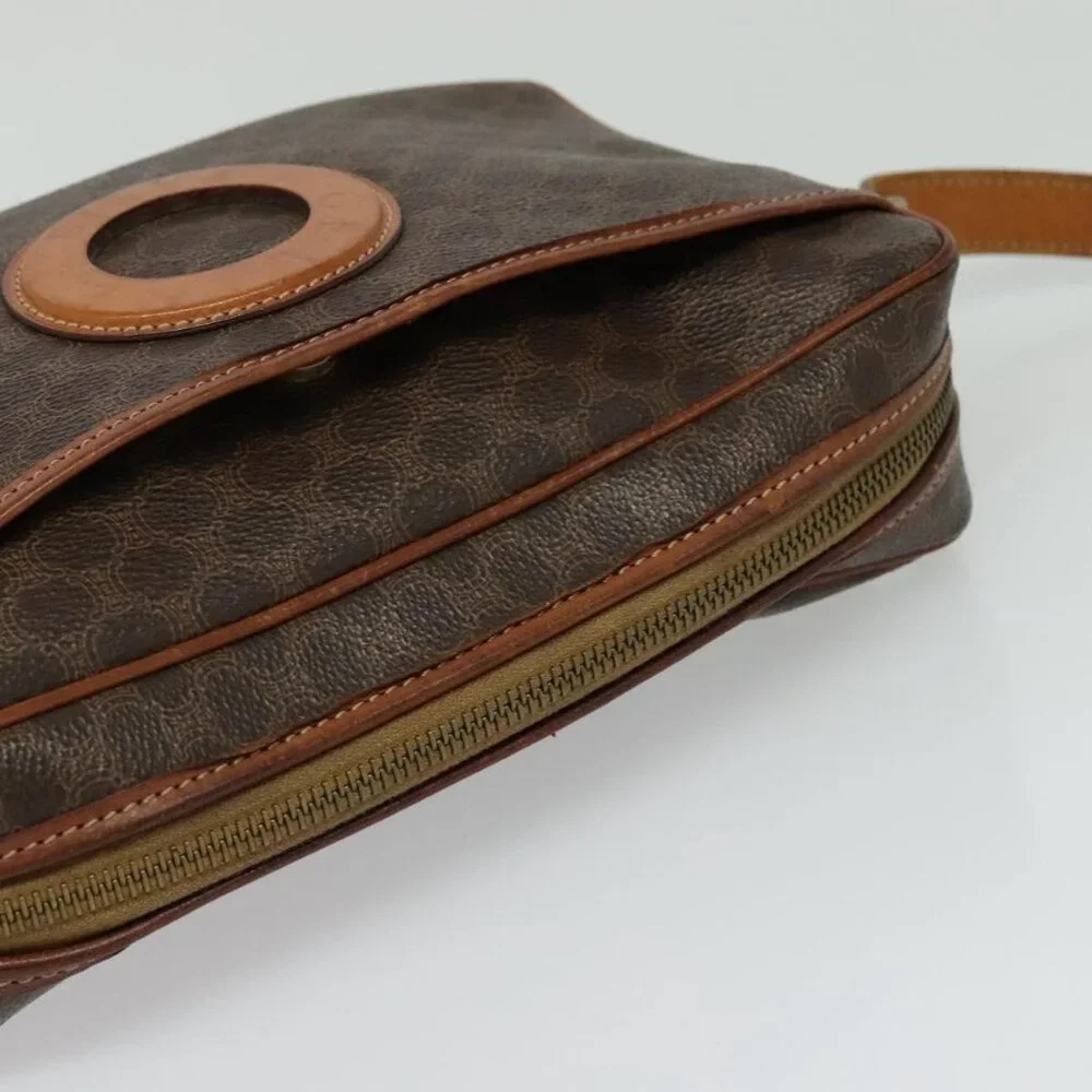 Authentic CELINE Macadam Canvas Shoulder Bag PVC Leather Brown Gold - Picture 13 of 16